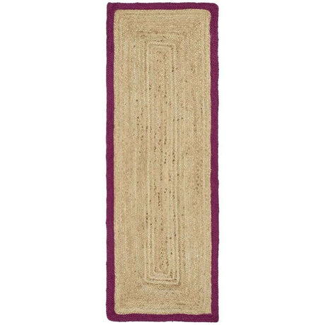 Jute Rug with Purple Border, Ideal for Adding Natural Texture to Any Space