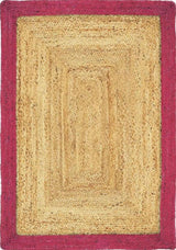 Handcrafted Jute Rug with a Natural Weave and Colourful Border for Stylish Home Decor