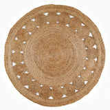 Natural Jute Rug in round shape with a decorative pattern for stylish home decor
