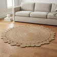 Orsina Jute Rug in round shape with a decorative scalloped design for stylish home decor
