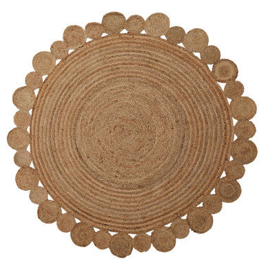 Orsina Round Jute Rug with a Unique Scalloped Edge Design for Natural Home Decor