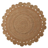 Orsina Round Jute Rug with a Unique Scalloped Edge Design for Natural Home Decor