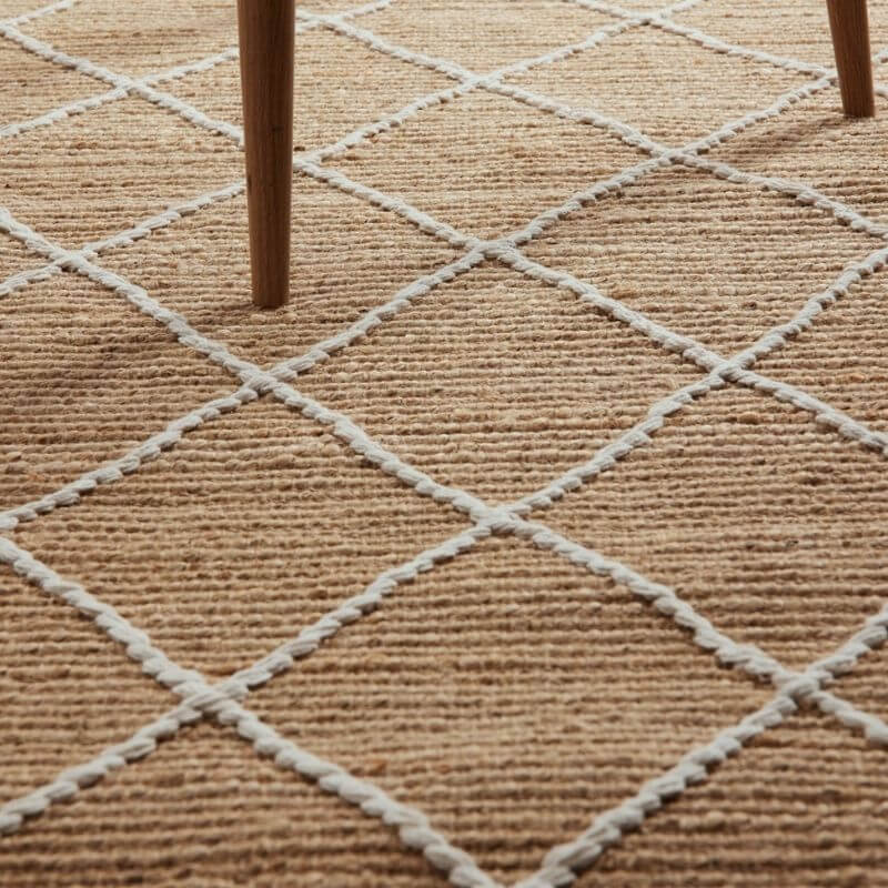 Natural Jute Rug with Geometric Pattern and Soft Texture for Eco-Friendly Home Decor
