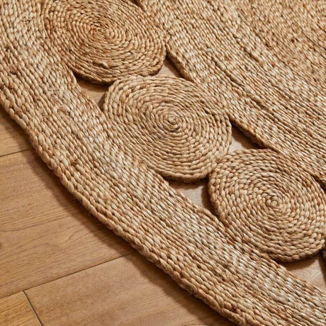 Natural Jute Rug in a stylish design featuring woven circles for modern home decor