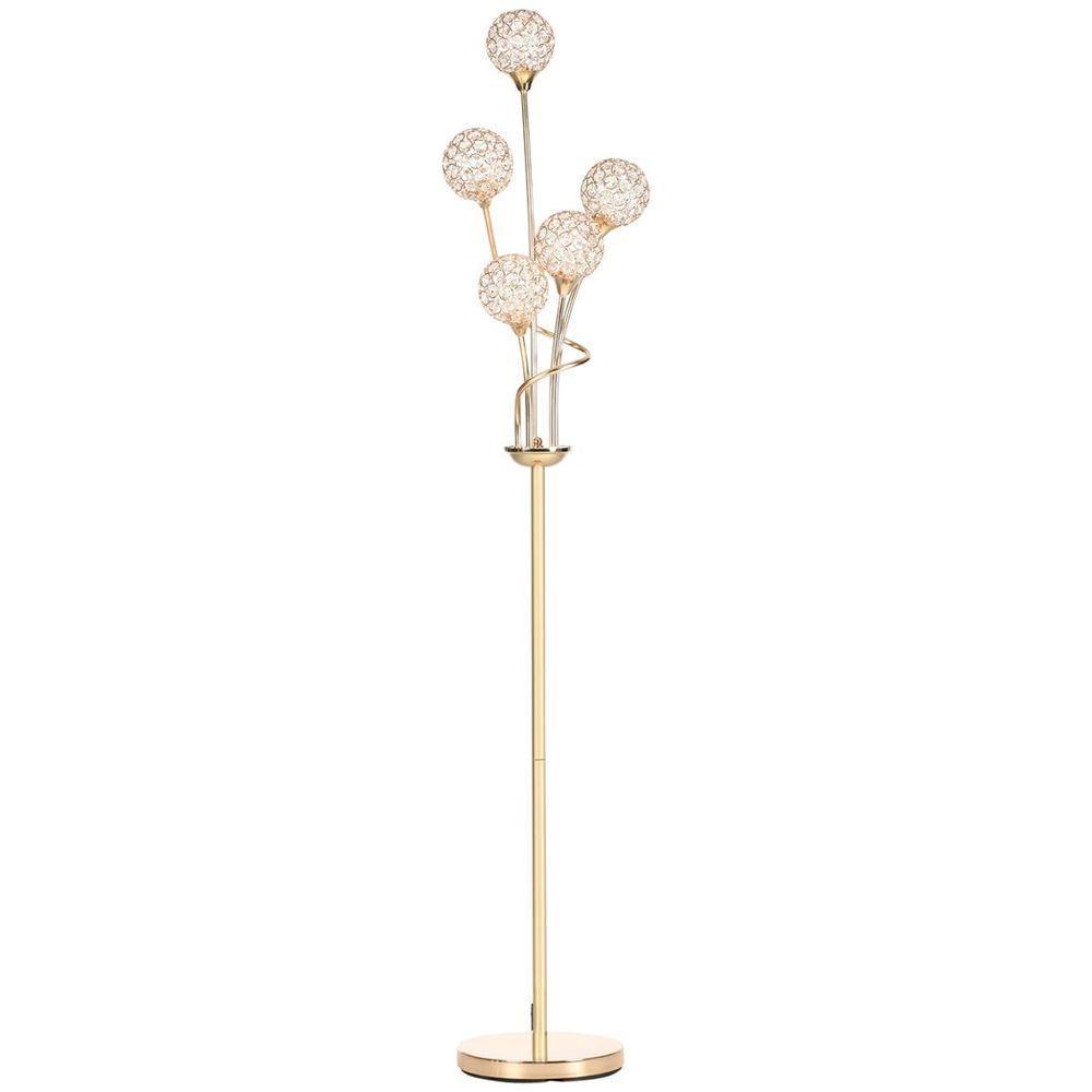 K9 Crystal Floor Lamp for Living Room, 5 Light Upright Standing Lamp, Gold HOMCOM