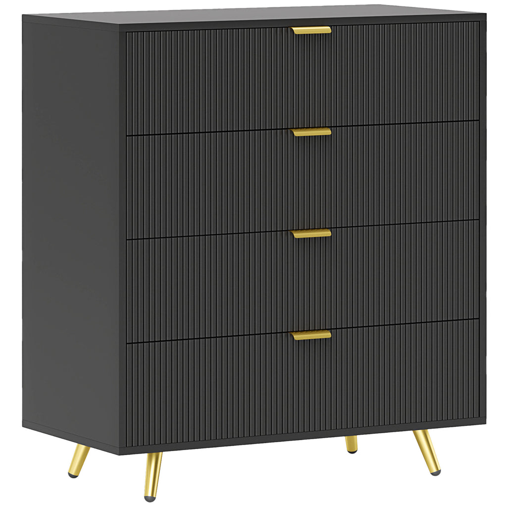 HOMCOM Chest of Drawers with 4 Drawers for Bedroom, Living Room Black HOMCOM