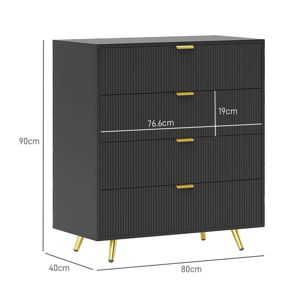 HOMCOM Chest of Drawers with 4 Drawers for Bedroom, Living Room HOMCOM