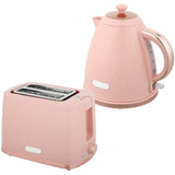 Wise Galleria Kettle and 2 Slice Toaster Set in pastel pink with stylish honeycomb design
