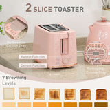 Wise Galleria Kettle and 2 Slice Toaster Set in Pink with Removable Crumb Tray and 7 Browning Levels