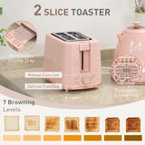 Wise Galleria Kettle and 2 Slice Toaster Set in Pink with Removable Crumb Tray and 7 Browning Levels