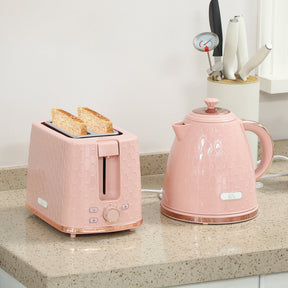 Wise Galleria Kettle and 2 Slice Toaster Set in Pink with Stylish Design for Modern Kitchens
