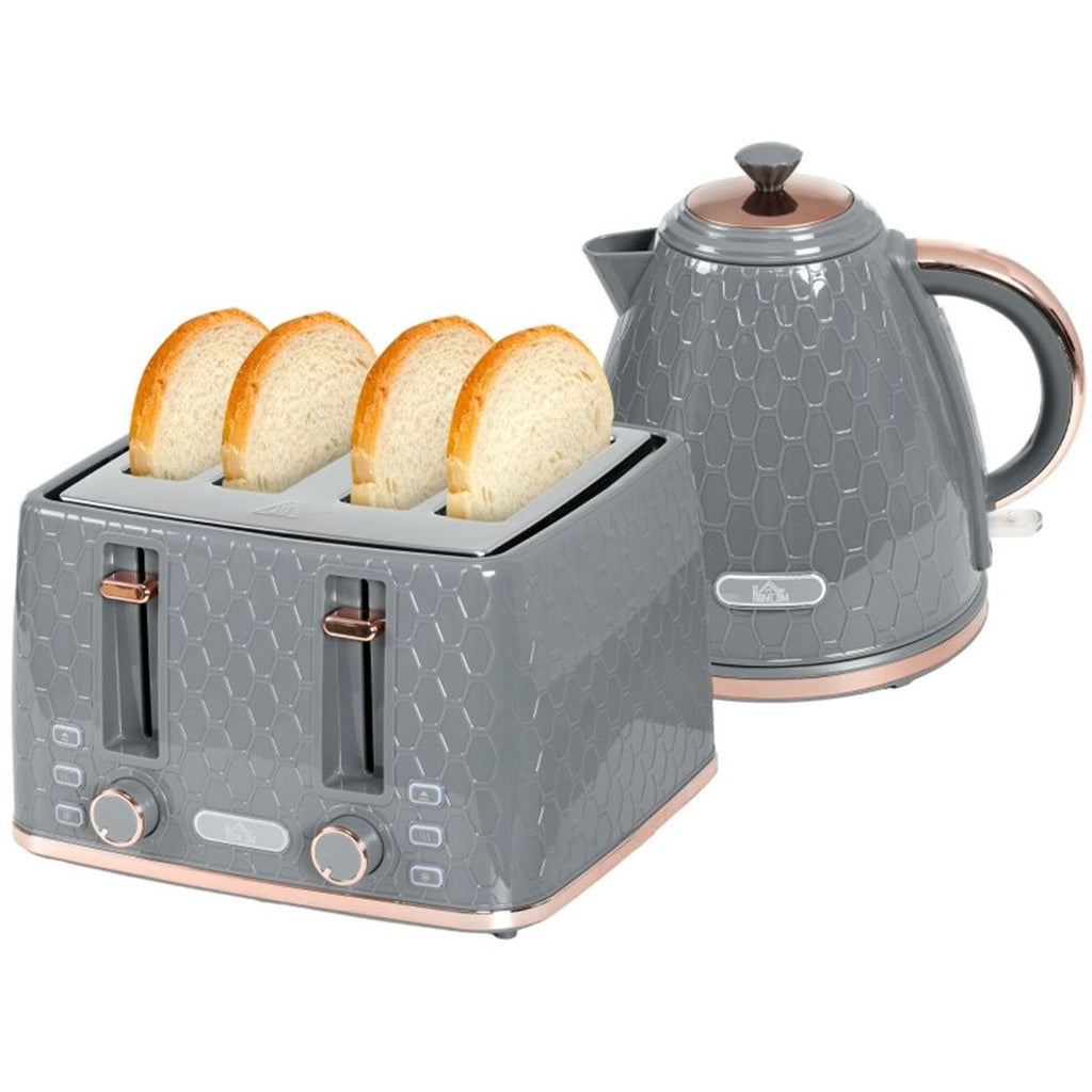 Stylish Grey Kettle and Toaster Set for Kitchen Decor N/A