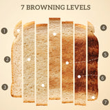 Illustration of 7 browning levels for toast in a Kettle and Toaster Set for perfect toasting