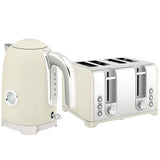 Wise Galleria Kettle and Toaster Set in Cream with Stylish Design and Chrome Accents