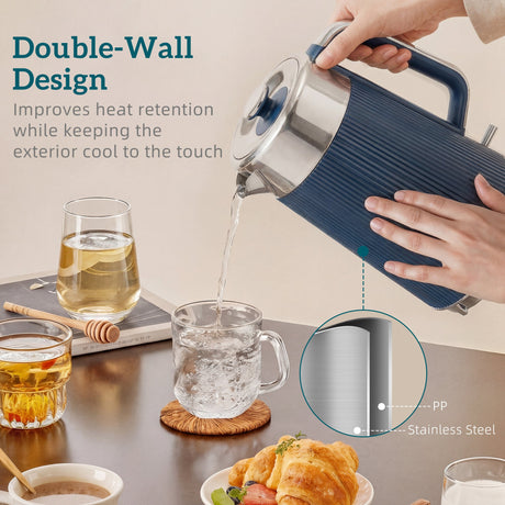 Wise Galleria Kettle and Toaster Set with double-wall design for efficient heat retention and cool exterior