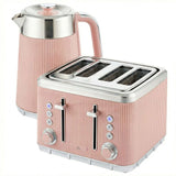 Wise Galleria Kettle and Toaster Set in pastel pink with modern design and stainless steel accents