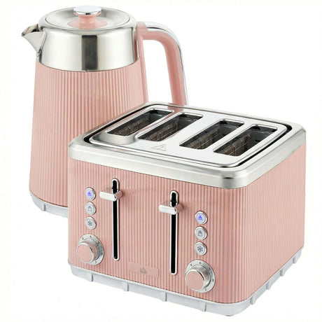 Wise Galleria Kettle and Toaster Set in pastel pink with modern design and stainless steel accents