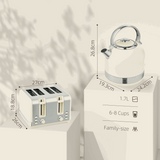 HOMCOM 1.7L 3000W Fast Boil Electric Kettle and Toaster Set, Cream HOMCOM