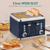 Wise Galleria Kettle and Toaster Set in navy with a 3.5cm wide slot for various bread types