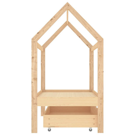 vidaXL Kids Bed Frame with a Drawer Solid Pine Wood 70x140 cm vidaXL