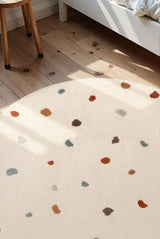 Round Kids Rug with Colourful Dots on a Soft Cream Background for Playful Children’s Rooms