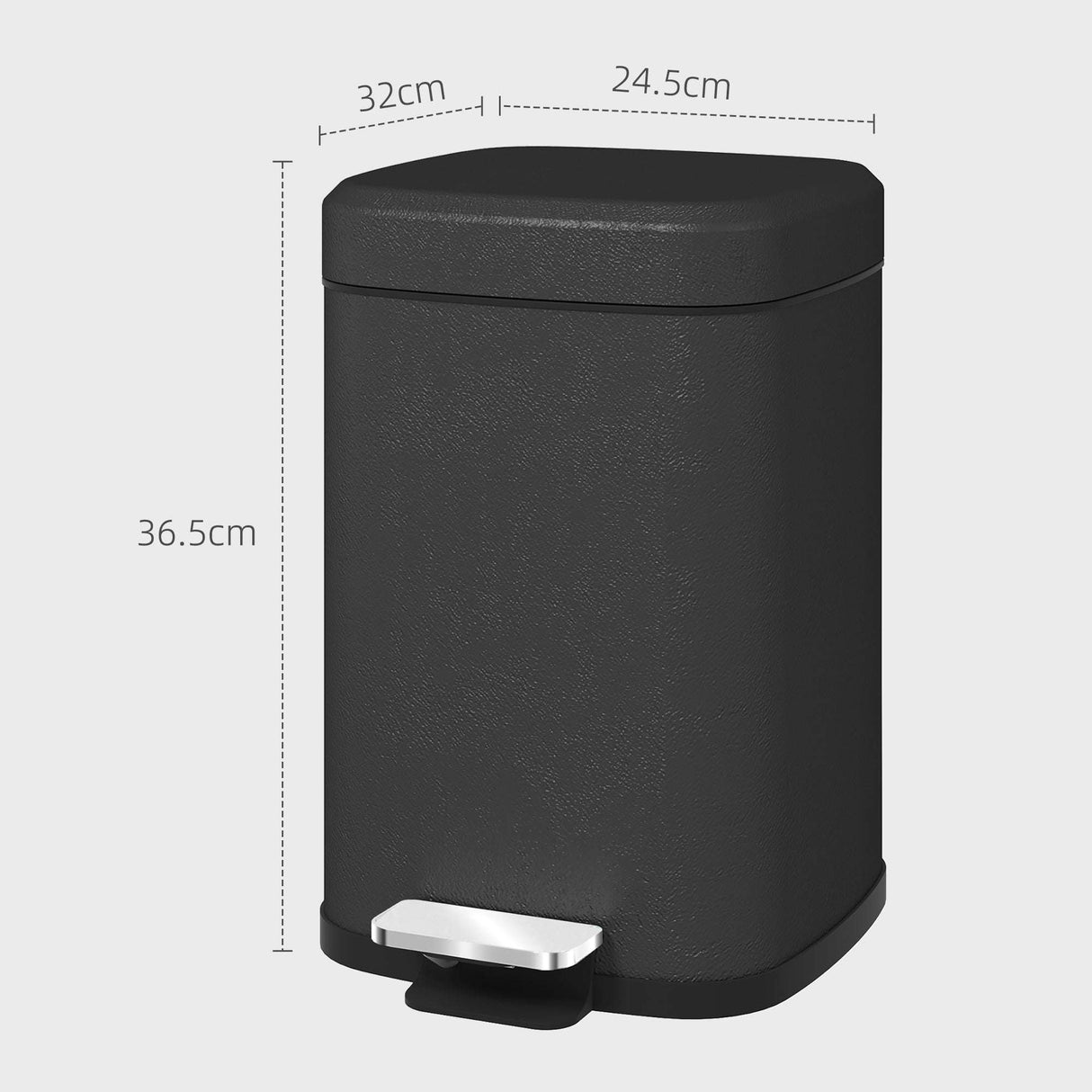 Wise Galleria Black Kitchen Bin with Foot Pedal and Dimensions 36.5cm x 32cm x 24.5cm for Easy Waste Disposal