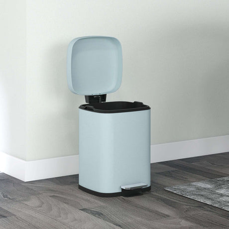 Stylish light blue Kitchen Bin with a pedal opening, perfect for modern kitchens and dining areas