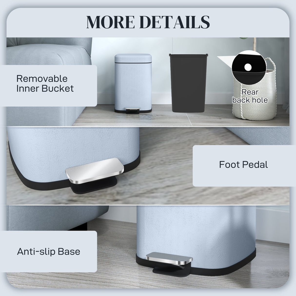 Wise Galleria Kitchen Bin with foot pedal, anti-slip base, and removable inner bucket for easy waste disposal