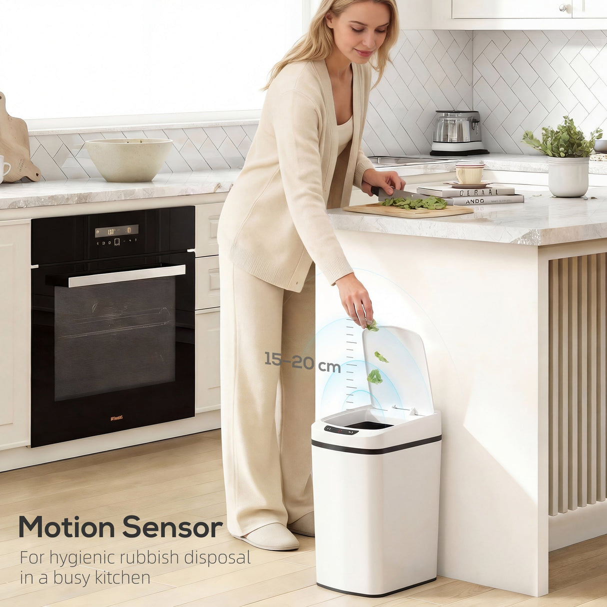 Wise Galleria Kitchen Bin with Motion Sensor for hygienic rubbish disposal in a busy kitchen