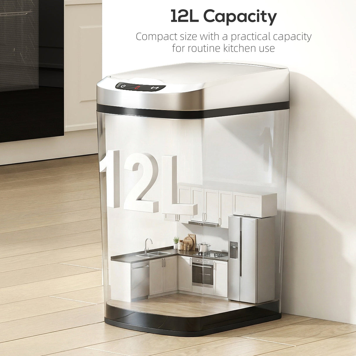 Wise Galleria Kitchen Bin with a 12L capacity, ideal for efficient kitchen storage and organisation