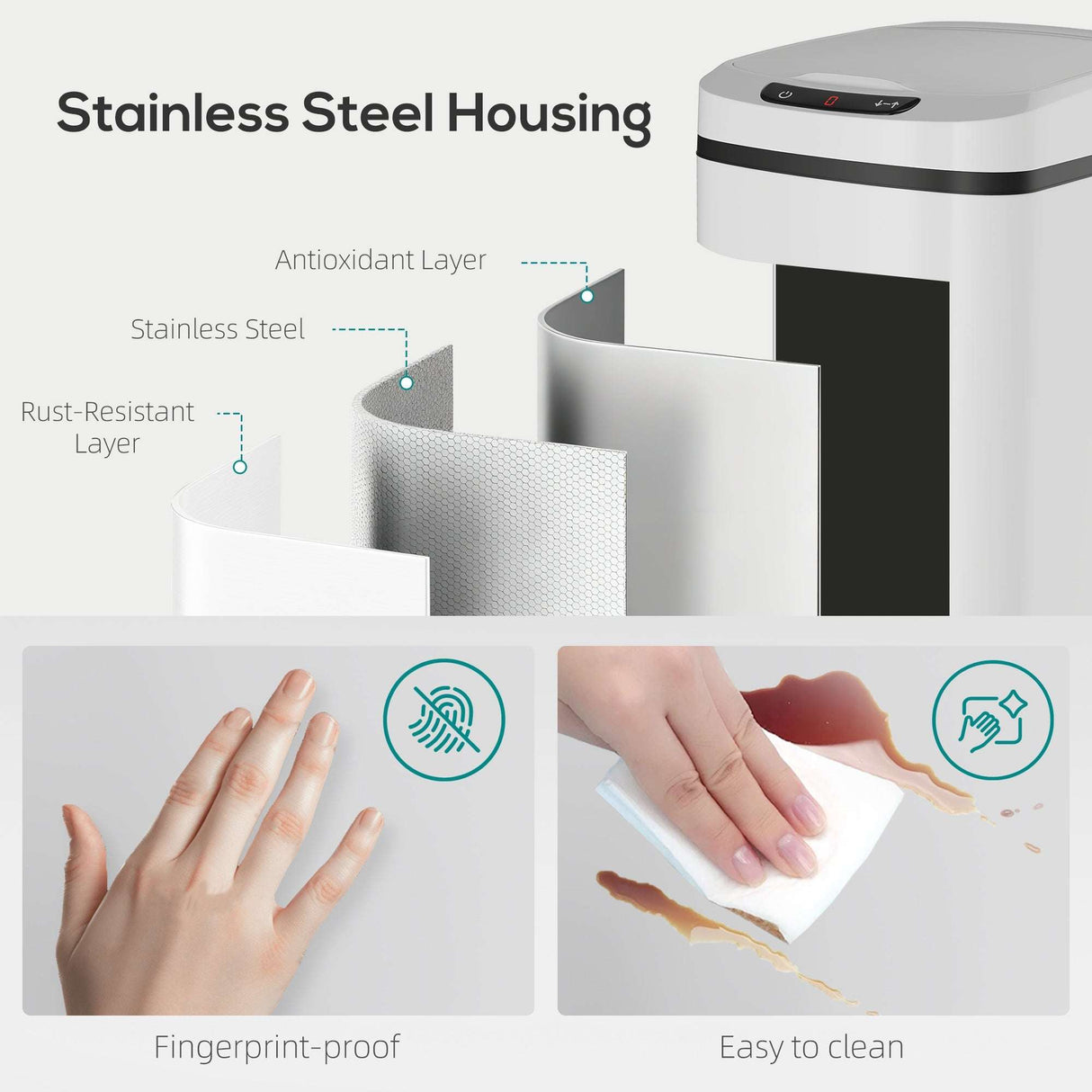 Wise Galleria Kitchen Bin with stainless steel housing, fingerprint-proof and easy to clean design