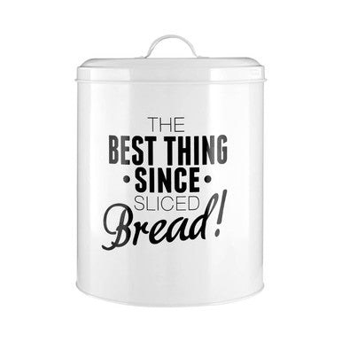 Orsina White Bread Bin with Inspirational Text 'The Best Thing Since Sliced Bread' for Kitchen Storage