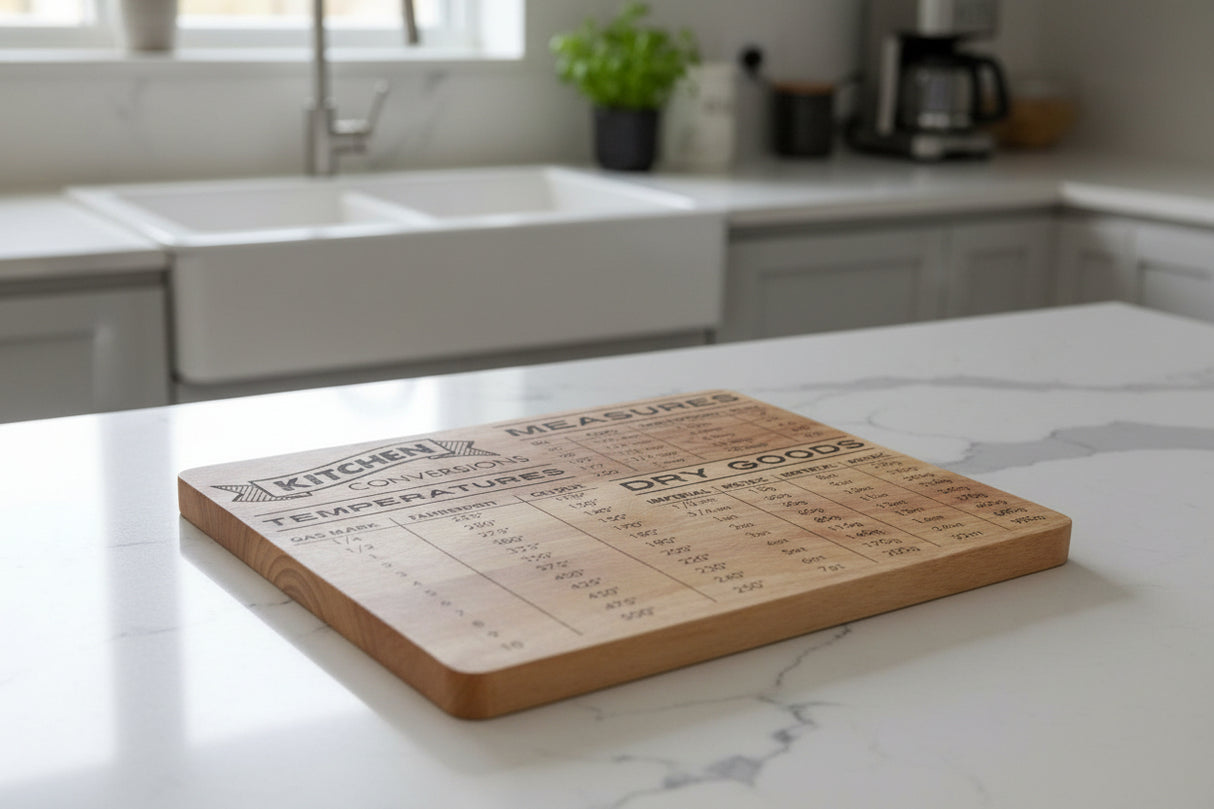 Orsina Chopping Board with Measurement Guides for Kitchen Use on Marble Surface