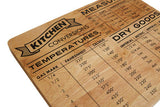 Orsina Chopping Board with Kitchen Conversions for Measurements and Temperatures
