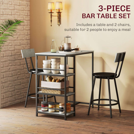 Klassyx 3-Piece Bar Table Set with Breakfast Table and two chairs for enjoying meals