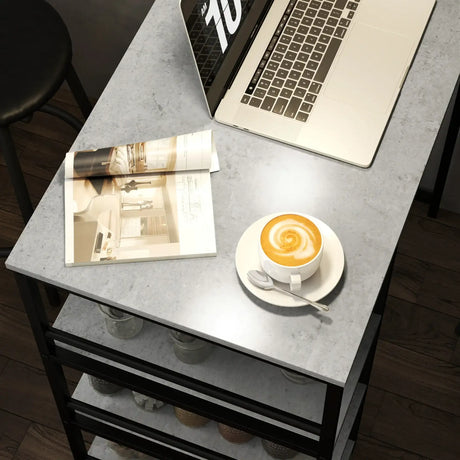 Klassyx Stylish Breakfast Table with Grey Surface, Ideal for Morning Coffee and Work Tasks