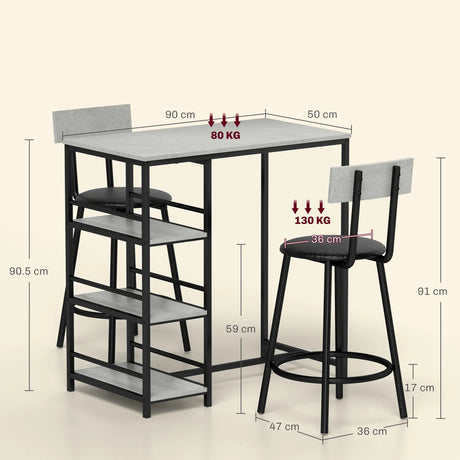 Klassyx Breakfast Table with Metal Frame and Shelves for Stylish Dining Space