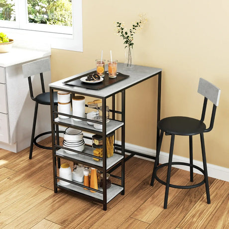 Klassyx Breakfast Table with Metal Frame and Shelves for Kitchen or Dining Area