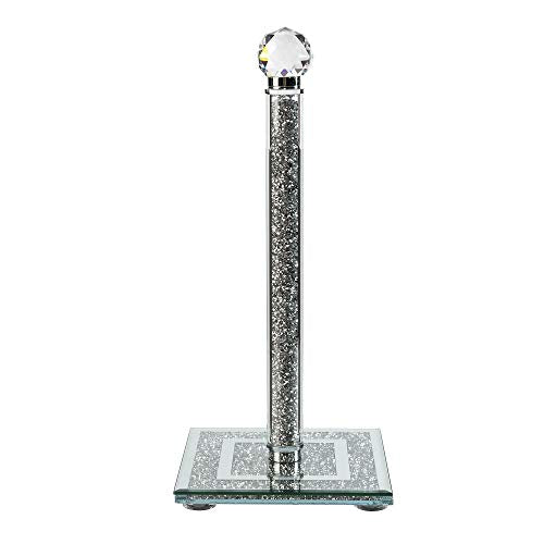 Elegant Kitchen Roll Holder with a sparkling glitter base and a decorative crystal top for stylish kitchens