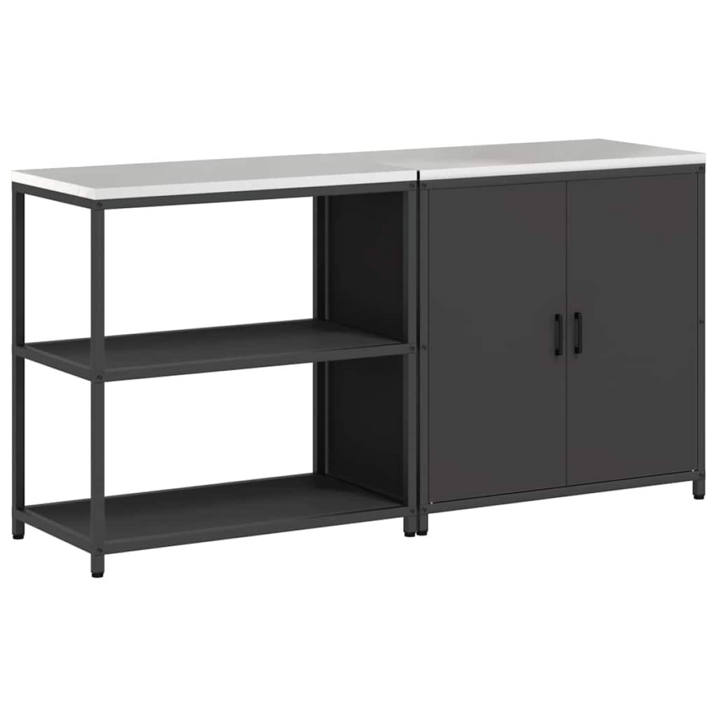 vidaXL Kitchen Storage Set with Shelf 2 pcs Black 180 x 50 x 92 cm vidaXL