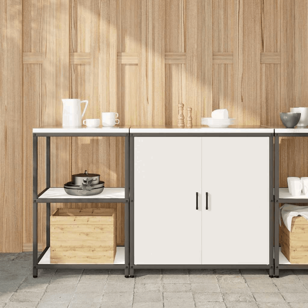 vidaXL Kitchen Storage Set with Shelf 2 pcs Black 180 x 50 x 92 cm White 150 x 50 x 92 cm vidaXL