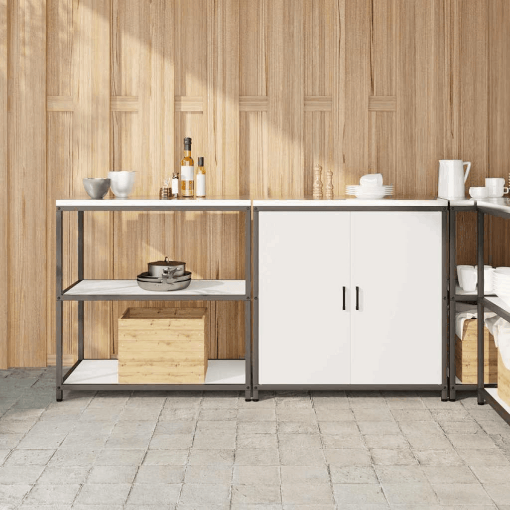 vidaXL Kitchen Storage Set with Shelf 2 pcs Black 180 x 50 x 92 cm White 180 x 50 x 92 cm vidaXL