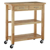 Orsina Kitchen Trolley with two drawers and wooden shelves on wheels for easy mobility
