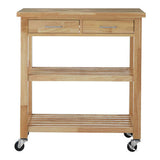 Orsina Kitchen Trolley in natural wood finish with two drawers and three storage shelves
