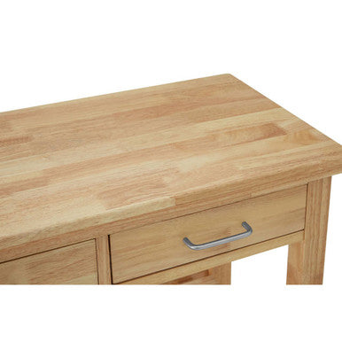 Orsina Kitchen Trolley featuring a natural wood finish and a convenient pull-out drawer