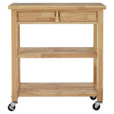 Orsina Kitchen Trolley in natural wood with two drawers and two open shelves for storage
