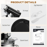 Wise Galleria Stand Mixer with tilt head, suction foot, splash guard, and accessories included