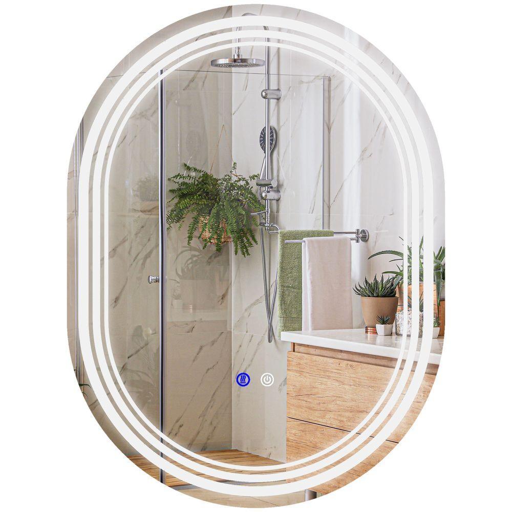 kleankin Bathroom Mirror with LED Lights, 3 Colours, Anti-fog, 80 x 60cm kleankin