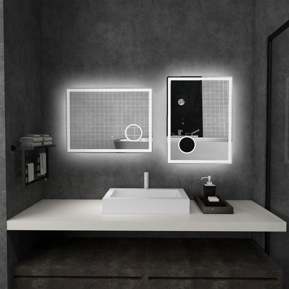 kleankin LED Lighted Bathroom Mirror with 3X Magnifying Mirror, Anti-Fog kleankin