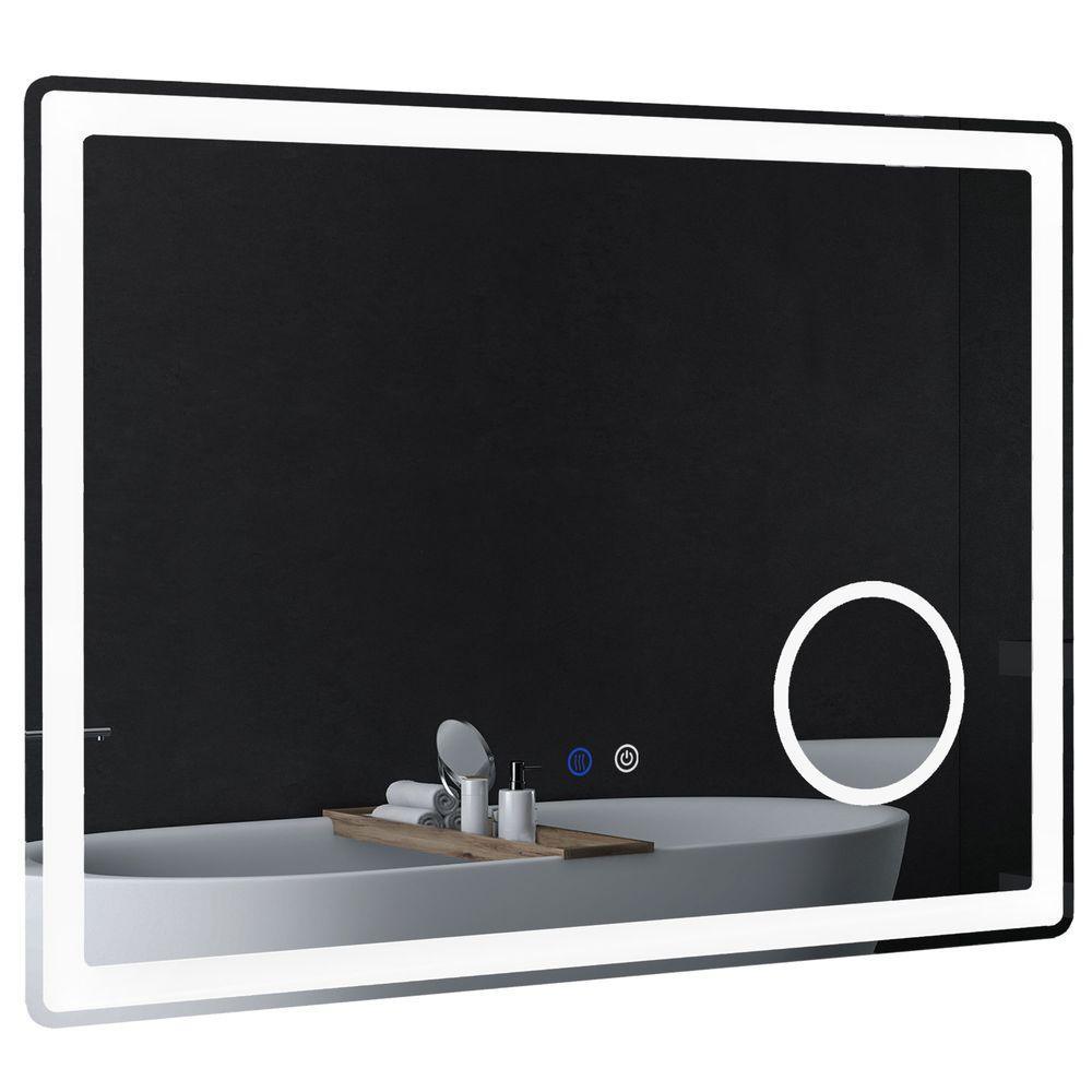 kleankin LED Lighted Bathroom Mirror with 3X Magnifying Mirror, Anti-Fog kleankin